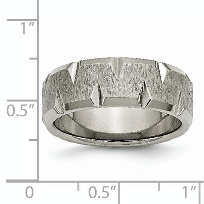 Titanium Beveled Edge Notched 8mm Brushed Band