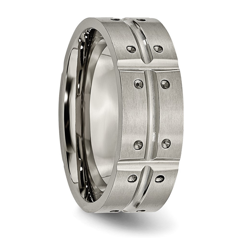 Titanium Brushed And Polished 8mm Grooved Band