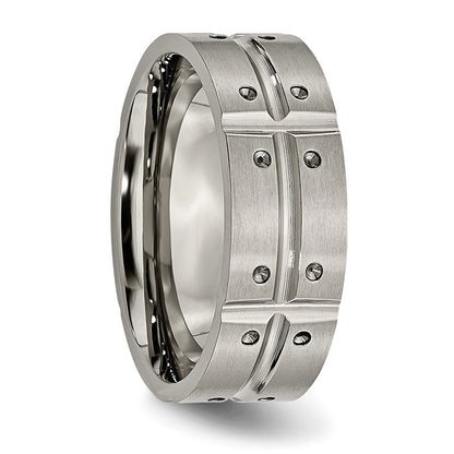 Titanium Brushed And Polished 8mm Grooved Band