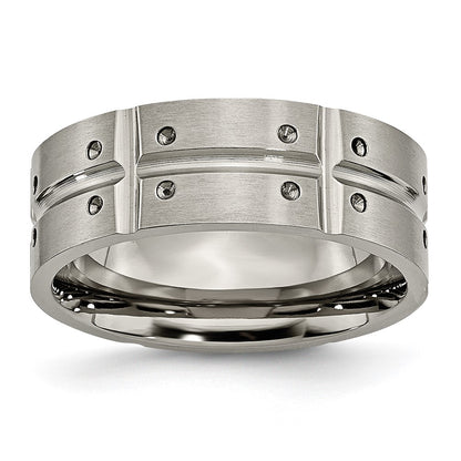 Titanium Brushed And Polished 8mm Grooved Band