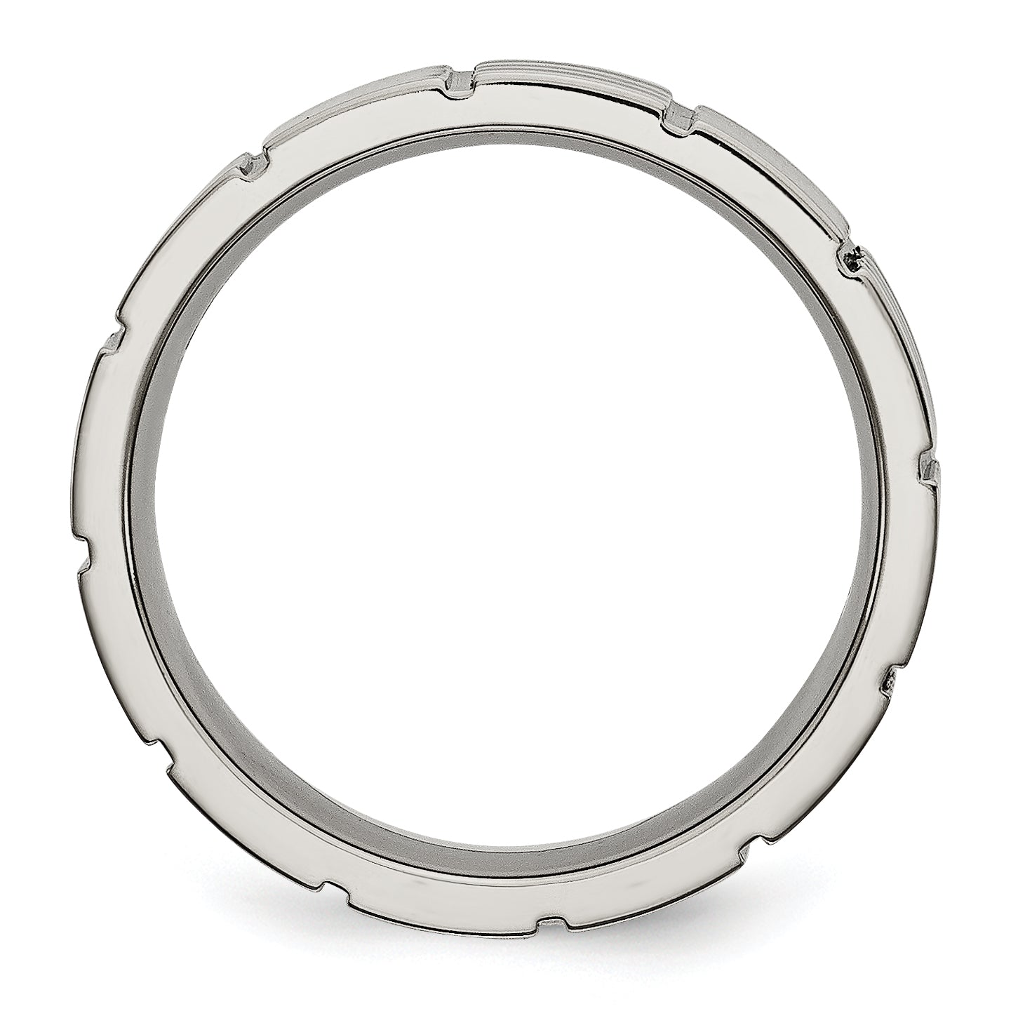 Titanium Satin And Polished 6mm Notched Band