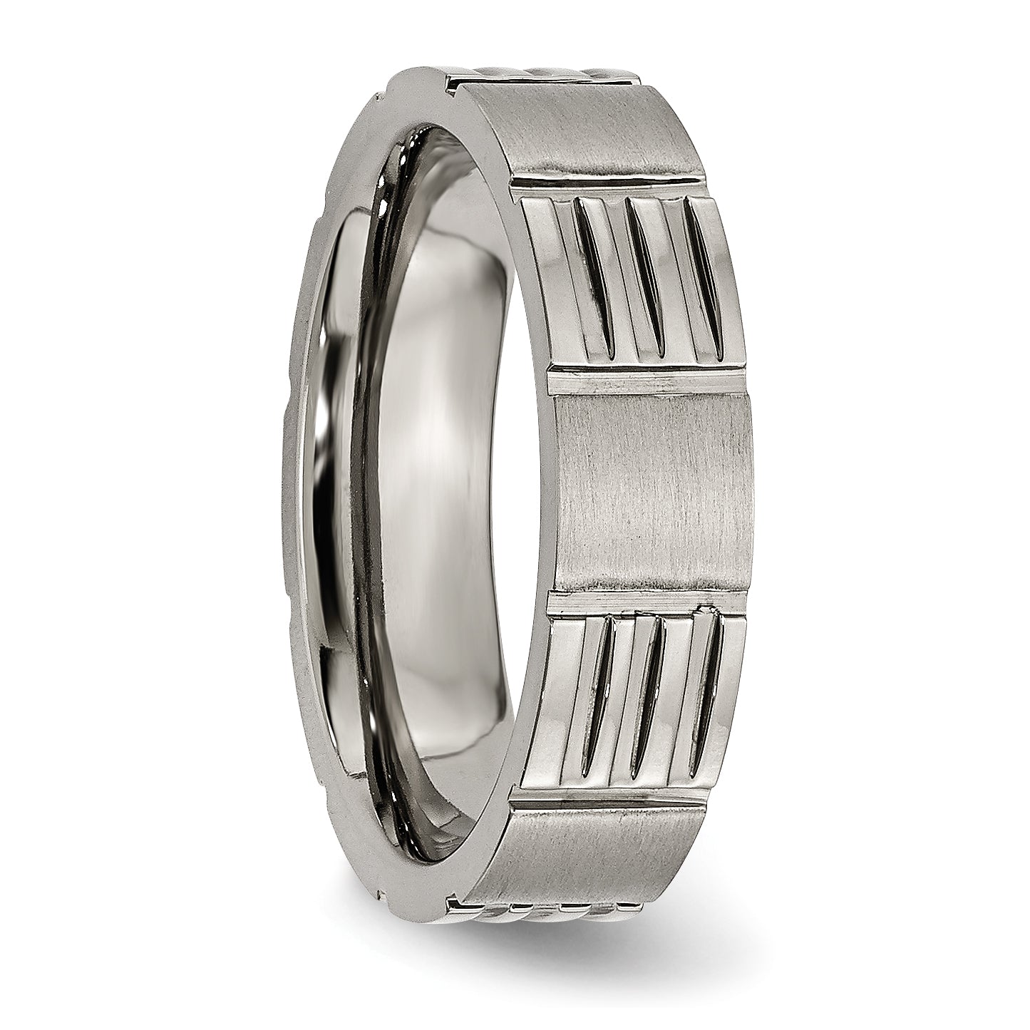 Titanium Satin And Polished 6mm Notched Band