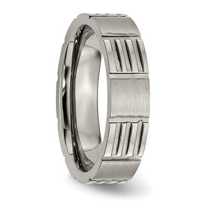 Titanium Satin And Polished 6mm Notched Band