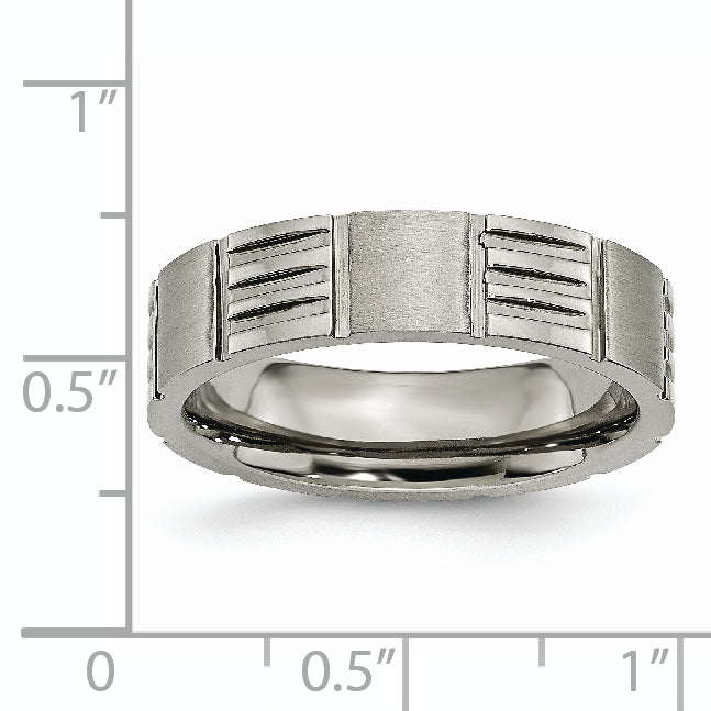 Titanium Satin And Polished 6mm Notched Band