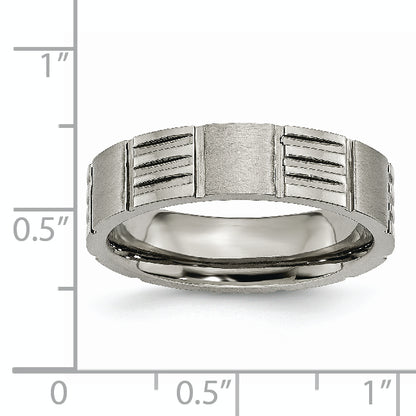 Titanium Satin And Polished 6mm Notched Band