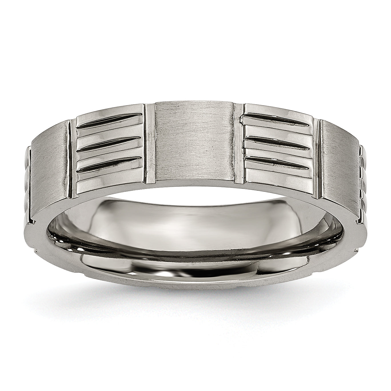 Titanium Satin And Polished 6mm Notched Band