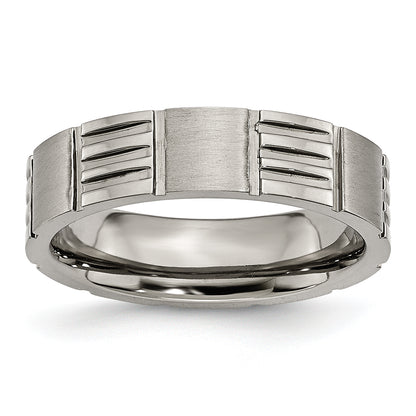 Titanium Satin And Polished 6mm Notched Band
