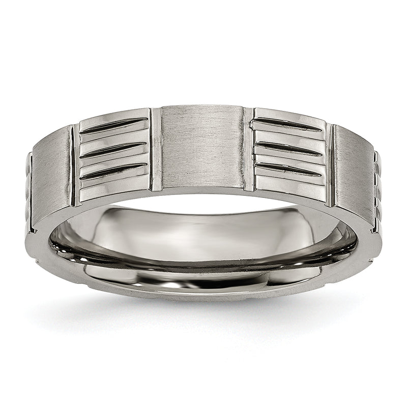 Titanium Satin And Polished 6mm Notched Band