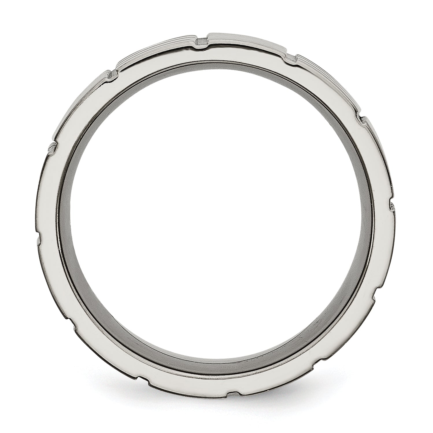 Titanium Satin And Polished 8mm Notched Band
