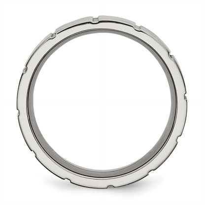 Titanium Satin And Polished 8mm Notched Band