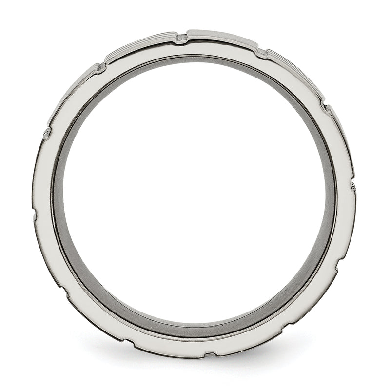Titanium Satin And Polished 8mm Notched Band