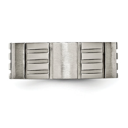 Titanium Satin And Polished 8mm Notched Band