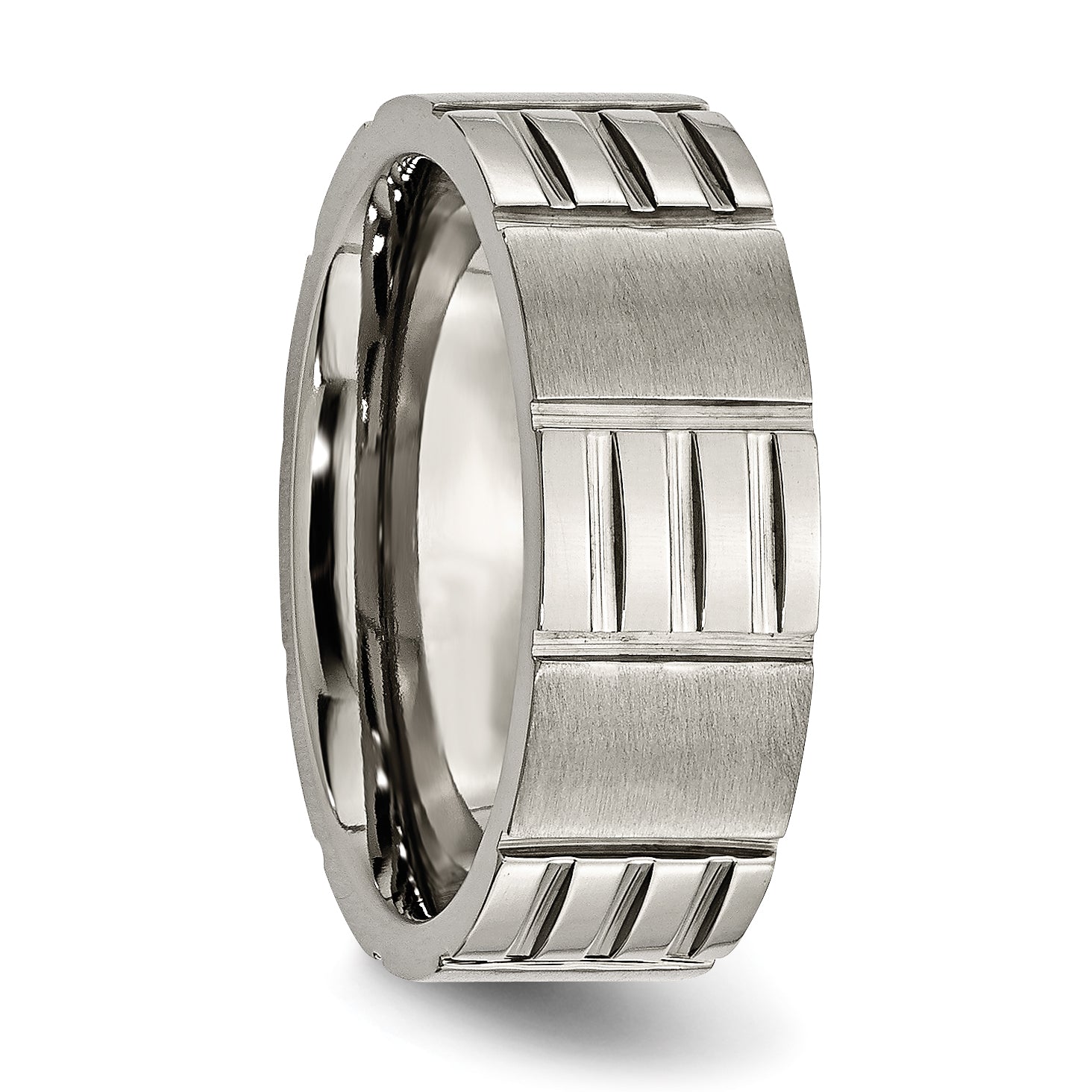 Titanium Satin And Polished 8mm Notched Band