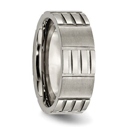 Titanium Satin And Polished 8mm Notched Band