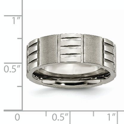 Titanium Satin And Polished 8mm Notched Band