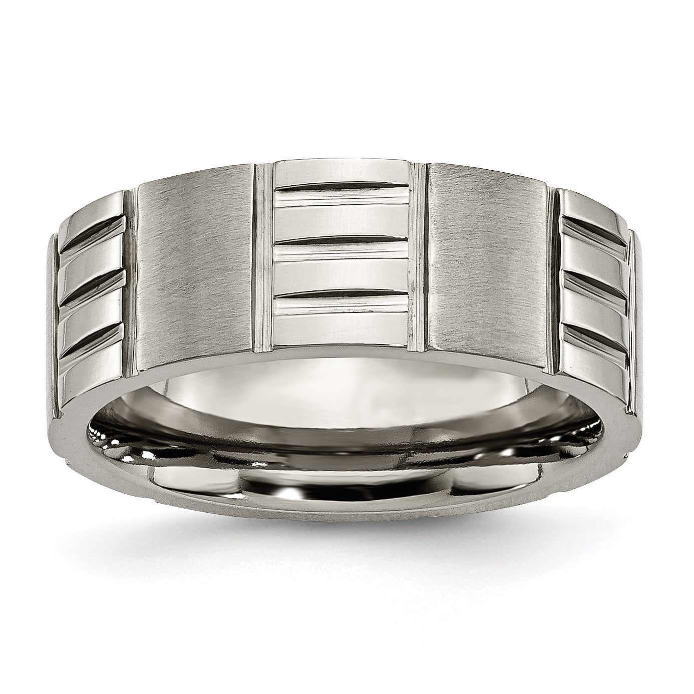 Titanium Satin And Polished 8mm Notched Band