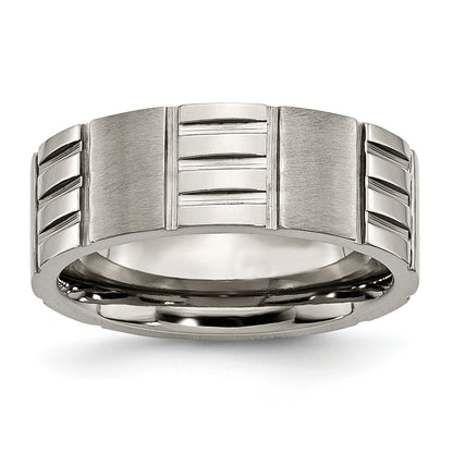 Titanium Satin And Polished 8mm Notched Band
