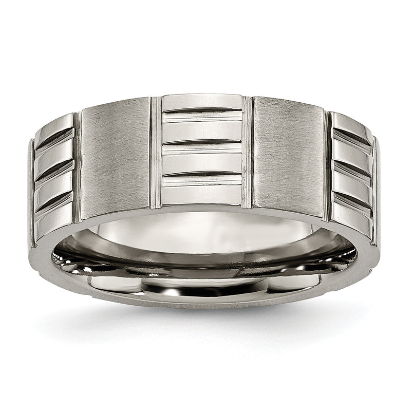 Titanium Satin And Polished 8mm Notched Band
