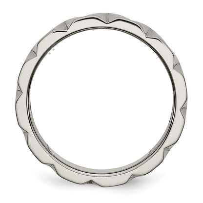 Titanium Satin And Polished 6mm Notched Band