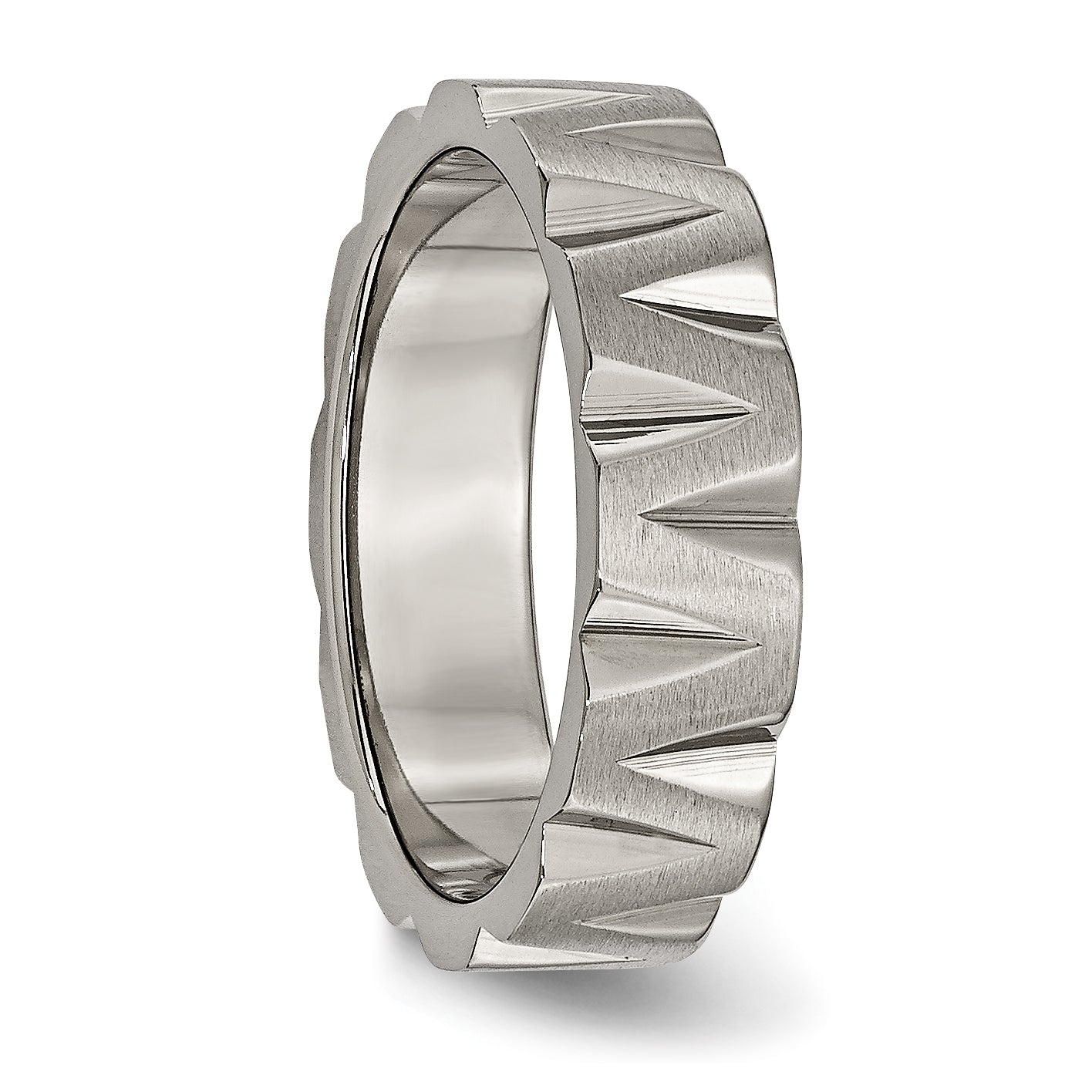 Titanium Satin And Polished 6mm Notched Band