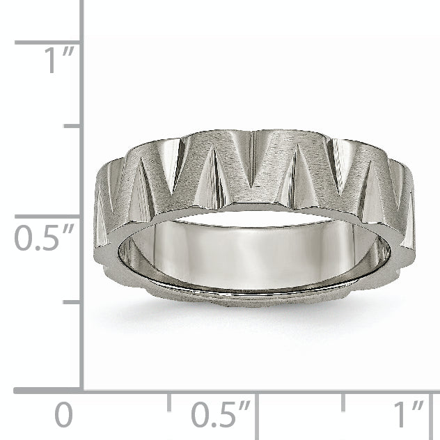 Titanium Satin And Polished 6mm Notched Band