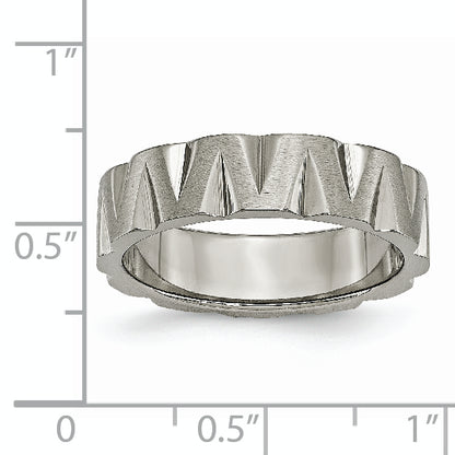 Titanium Satin And Polished 6mm Notched Band