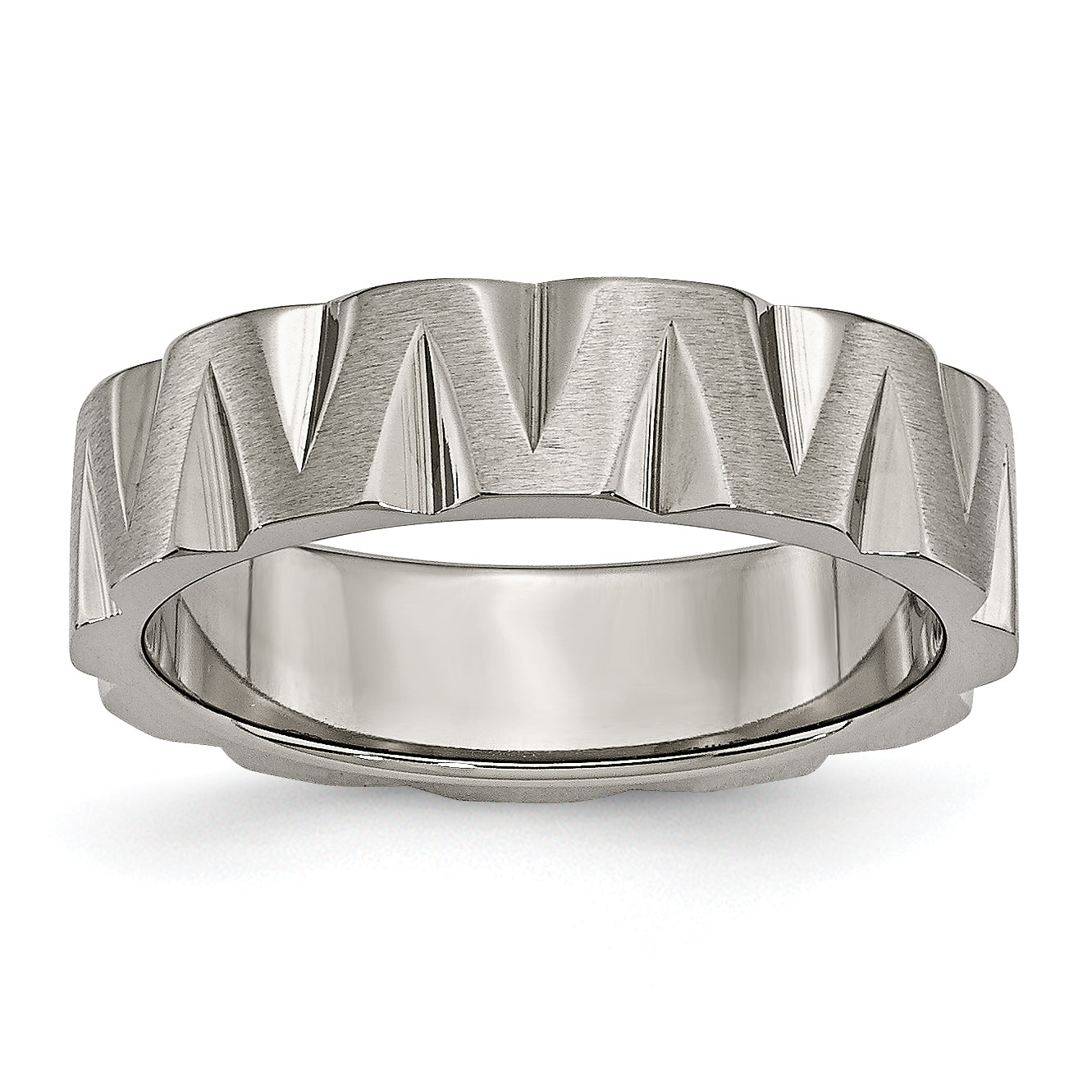 Titanium Satin And Polished 6mm Notched Band