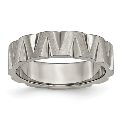 Titanium Satin And Polished 6mm Notched Band