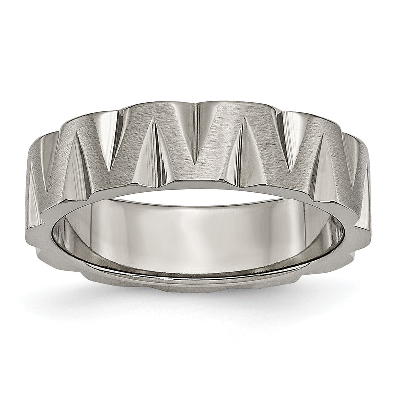 Titanium Satin And Polished 6mm Notched Band