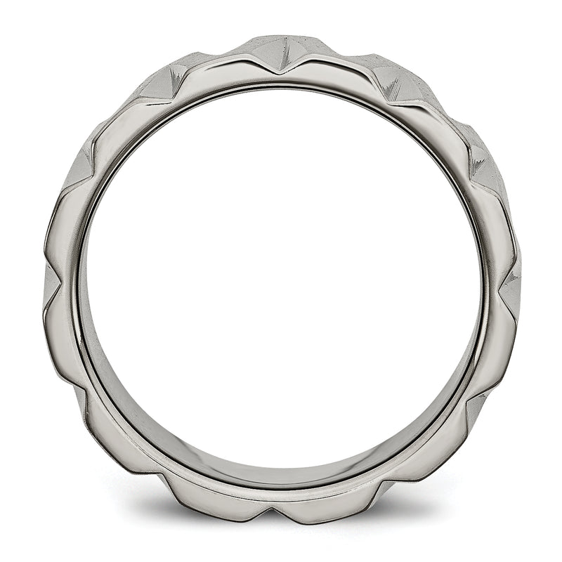 Titanium Satin And Polished 8mm Notched Band