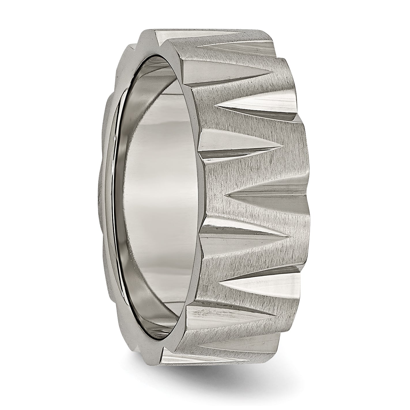 Titanium Satin And Polished 8mm Notched Band