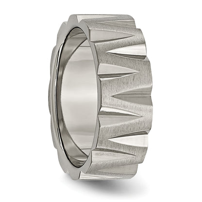 Titanium Satin And Polished 8mm Notched Band