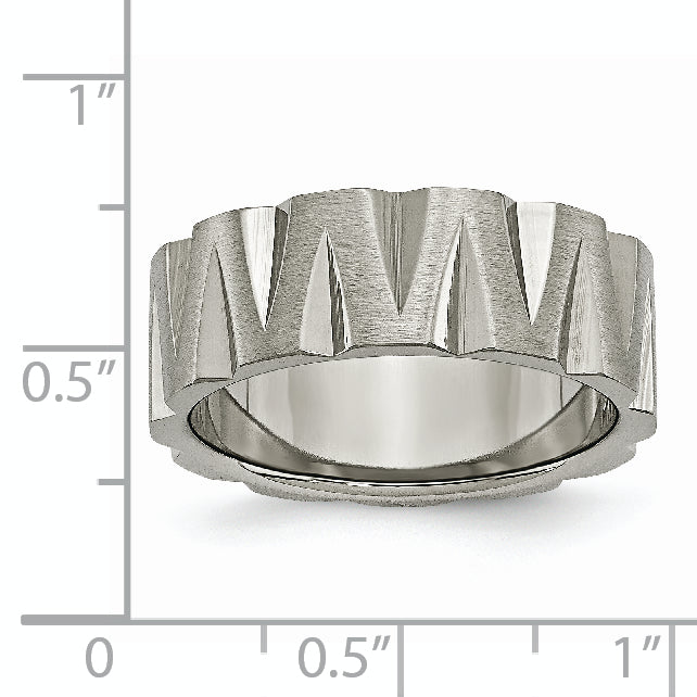 Titanium Satin And Polished 8mm Notched Band