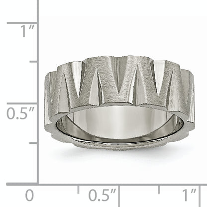 Titanium Satin And Polished 8mm Notched Band