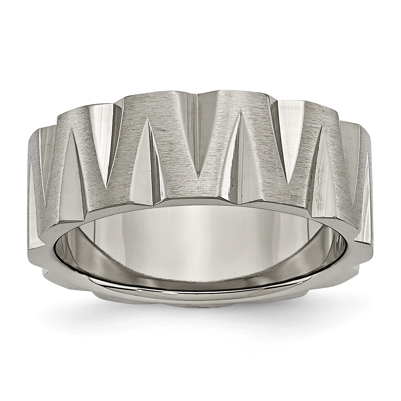 Titanium Satin And Polished 8mm Notched Band