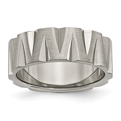 Titanium Satin And Polished 8mm Notched Band