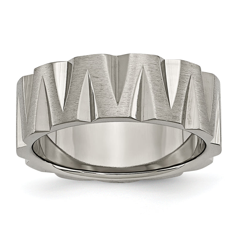 Titanium Satin And Polished 8mm Notched Band