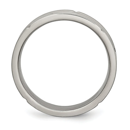 Titanium Polished And Satin 6mm Grooved Band