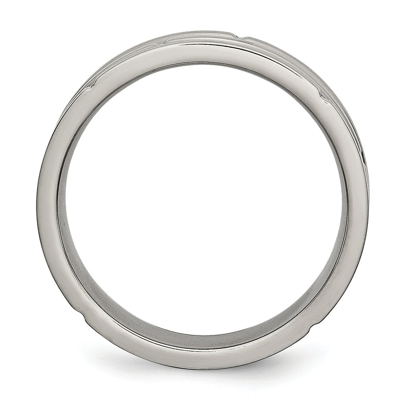 Titanium Polished And Satin 6mm Grooved Band