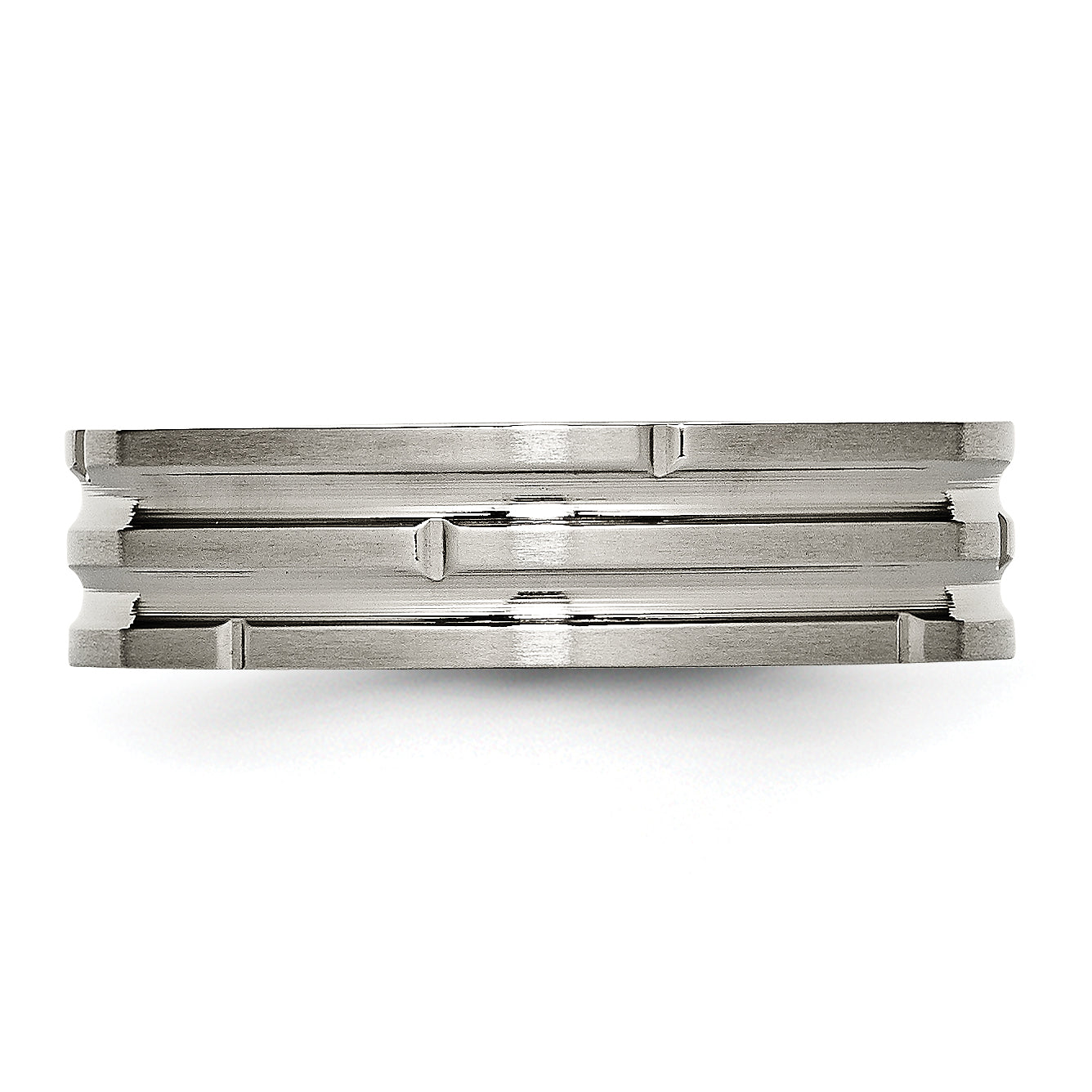 Titanium Polished And Satin 6mm Grooved Band
