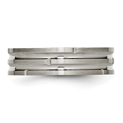 Titanium Polished And Satin 6mm Grooved Band