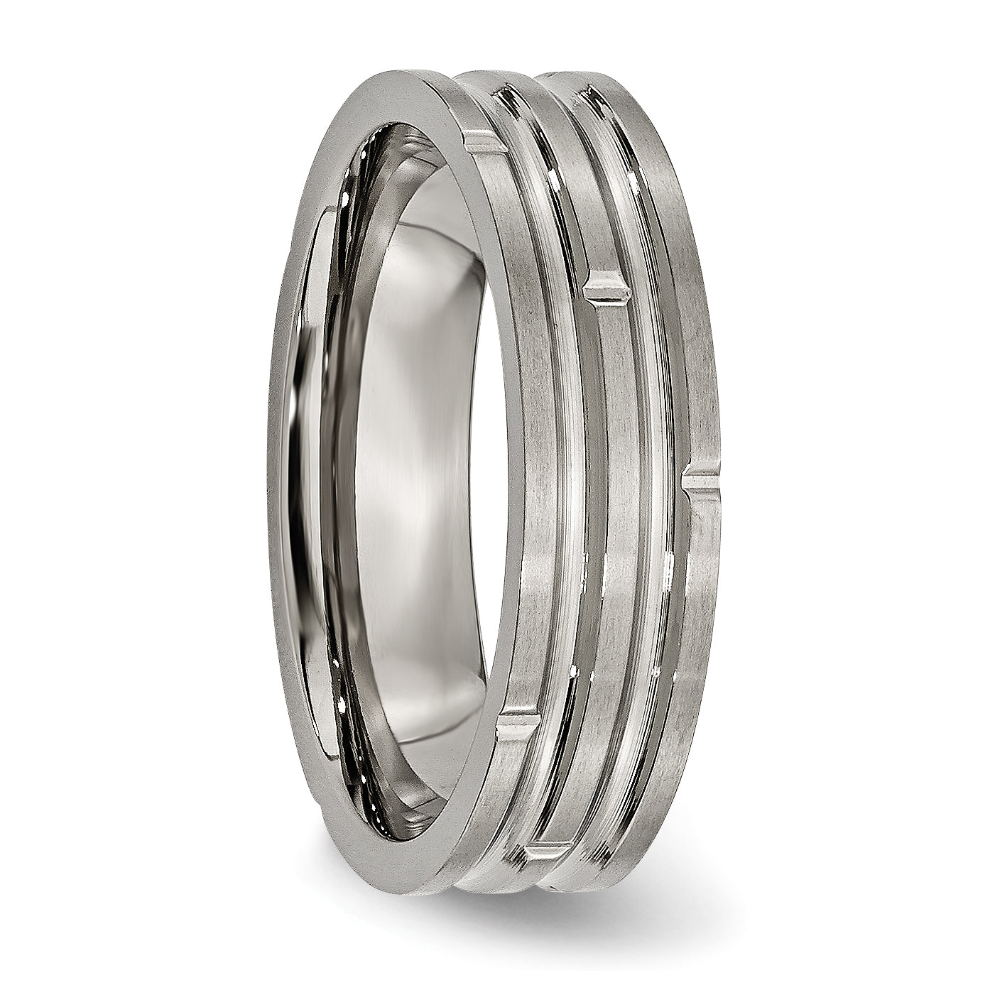 Titanium Polished And Satin 6mm Grooved Band