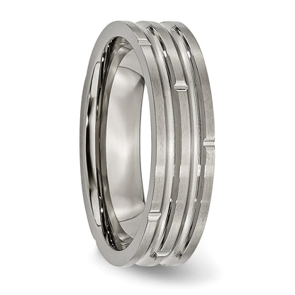 Titanium Polished And Satin 6mm Grooved Band