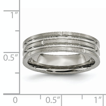 Titanium Polished And Satin 6mm Grooved Band