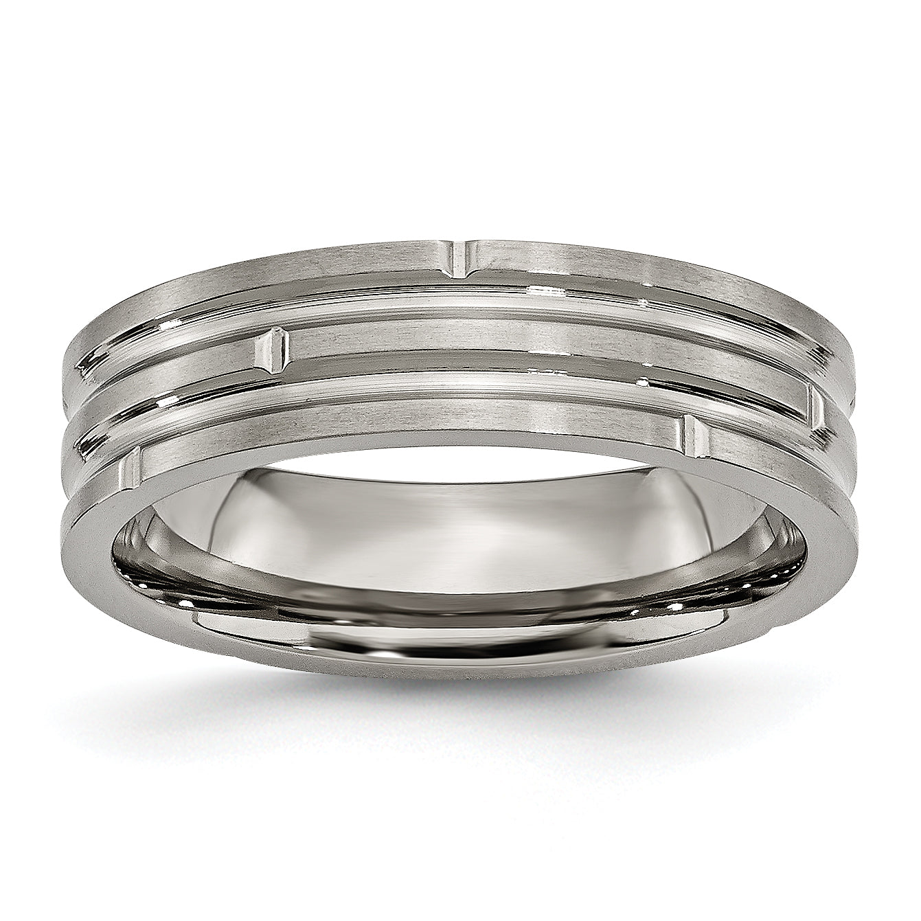 Titanium Polished And Satin 6mm Grooved Band
