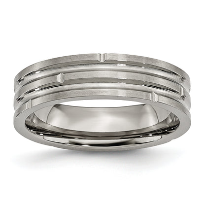 Titanium Polished And Satin 6mm Grooved Band