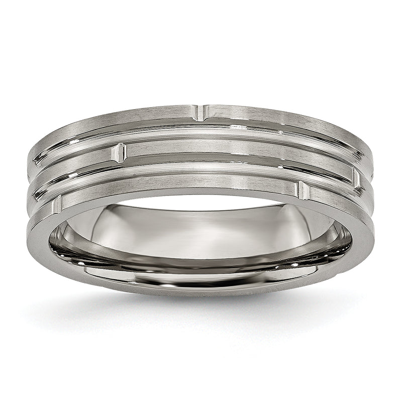 Titanium Polished And Satin 6mm Grooved Band