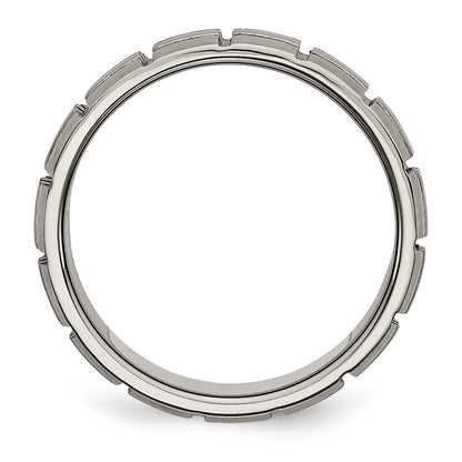 Titanium Satin 8mm Notched And Grooved Band