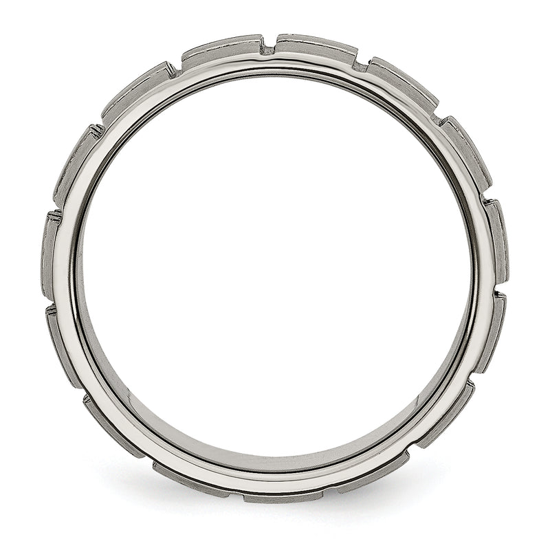 Titanium Satin 8mm Notched And Grooved Band