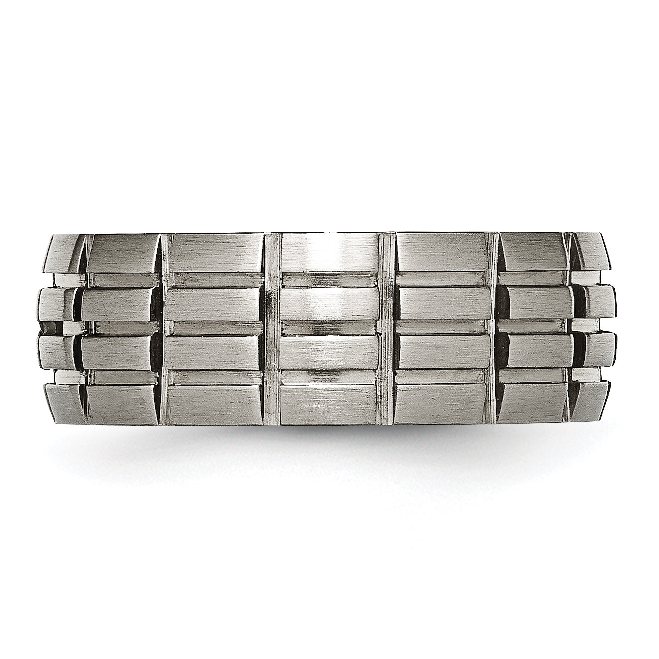 Titanium Satin 8mm Notched And Grooved Band